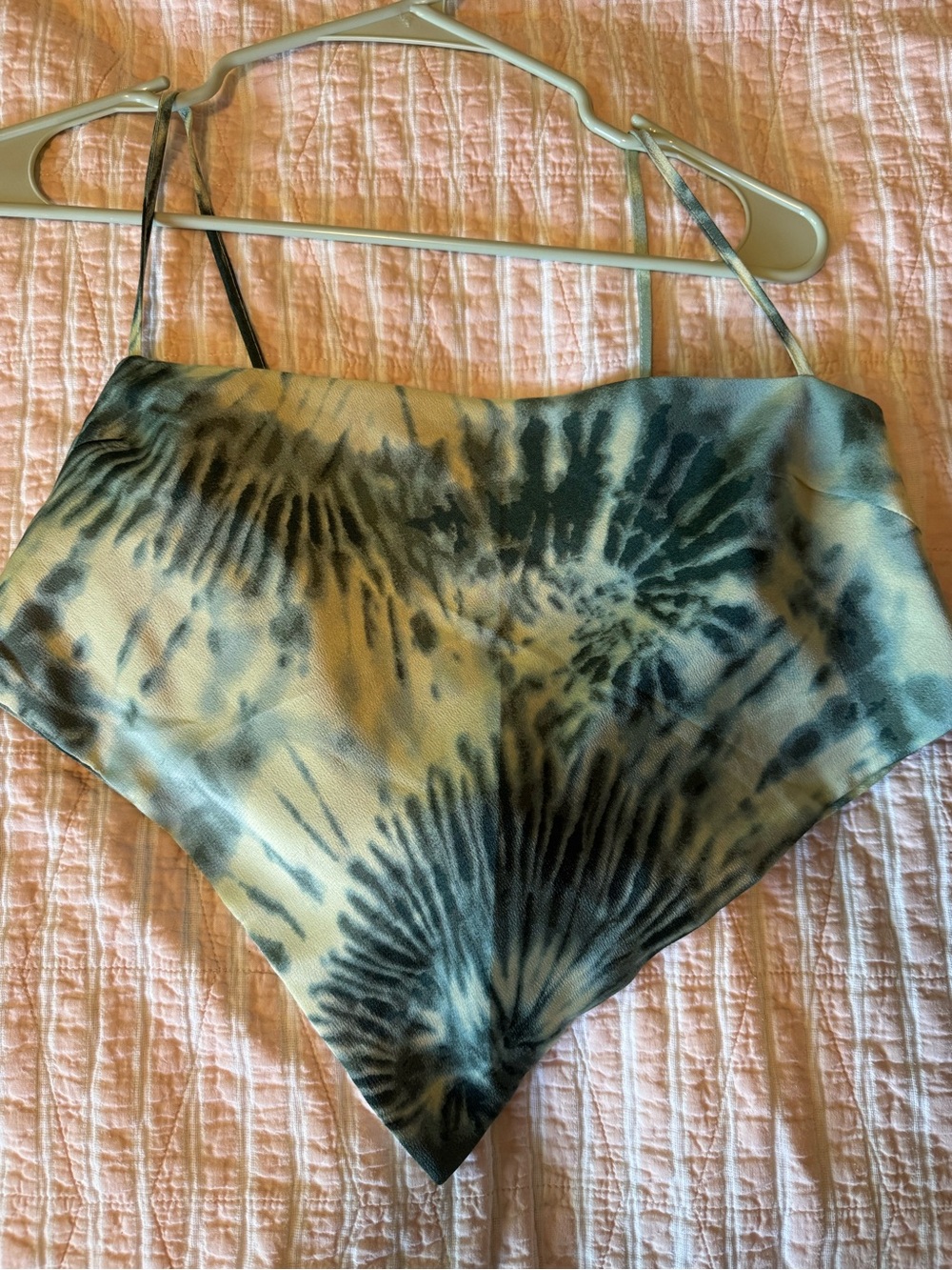 Tie-Dye Satin Handkerchief Camisole - Black & Cream